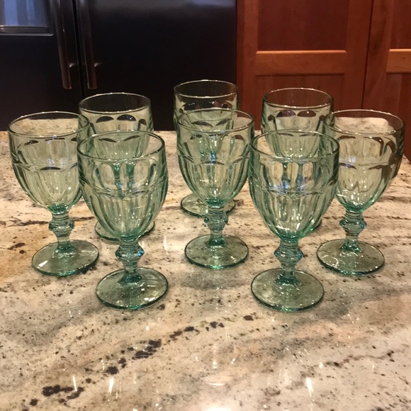 Libbey Other - Libby Duratuff Gibraltar green glasses x eight